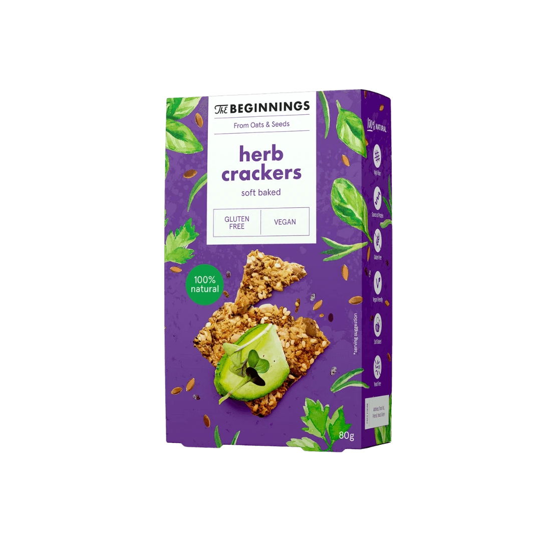 Krekeriai su sėklomis ir aromatingomis žolelėmis, 80 g.
