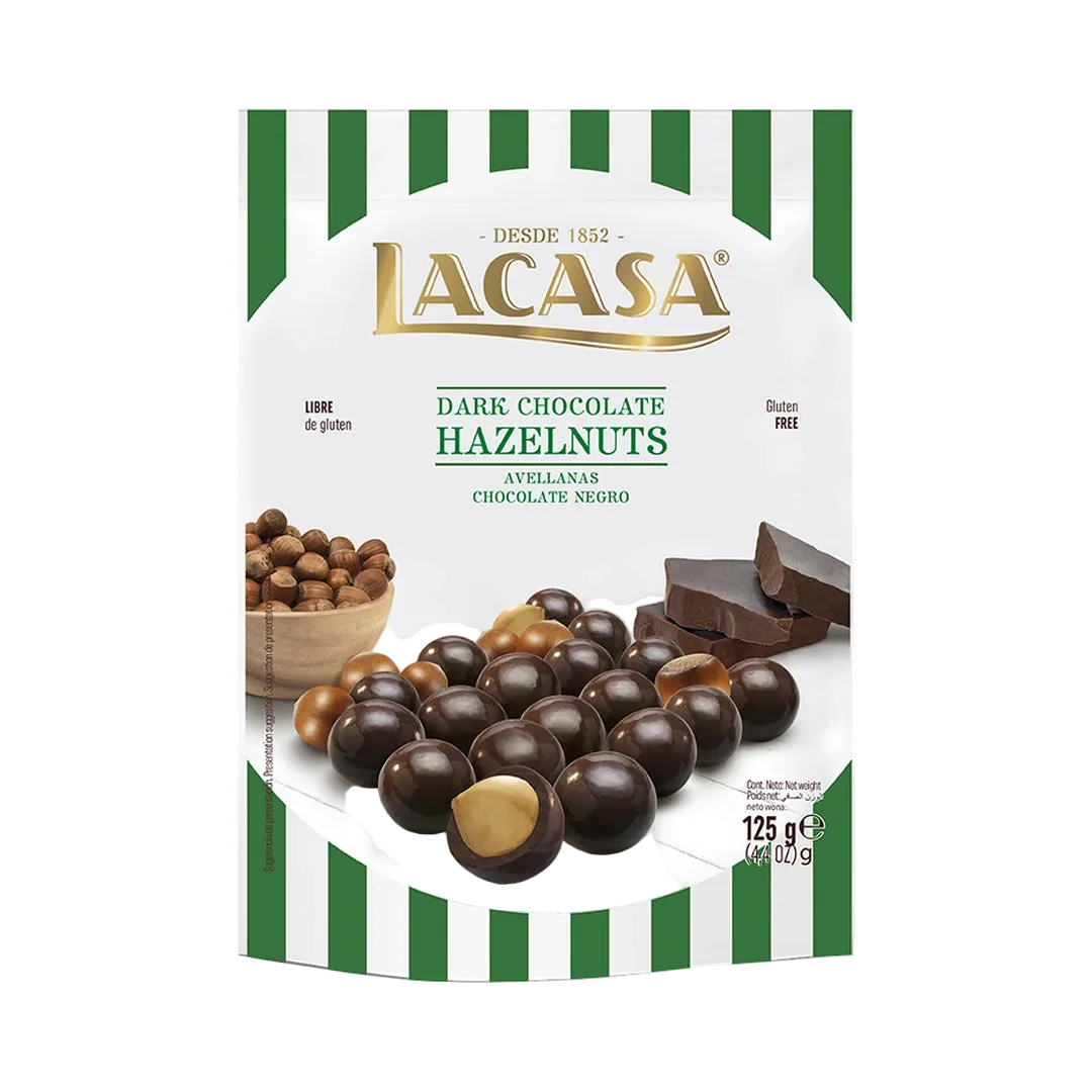 Lazdyno riešutai juodajame šokolade, LACASA, 125 g