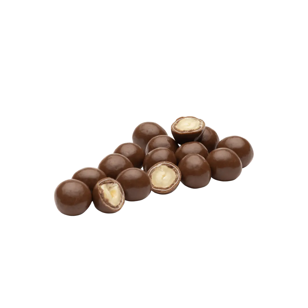„Riešutėlis“ – lazdynų riešutai su pienišku šokoladu, 1 kg pakuotė.