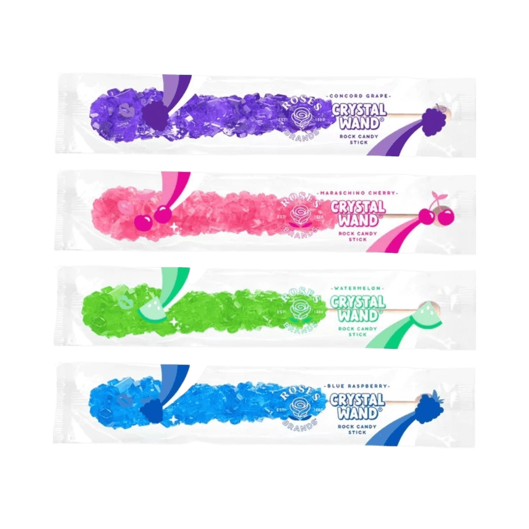 „Roses Brands Crystal Wand“ – spalvingas retro stiliaus ledinukas, 22 g pakuotė.