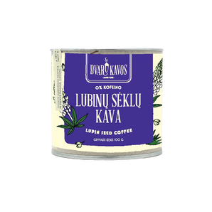 „Lubinų kava“ – ekologiška, bekofeinė tamsiai skrudintų lubinų sėklų kava, įkvėpta Europos kulinarinių tradicijų.
