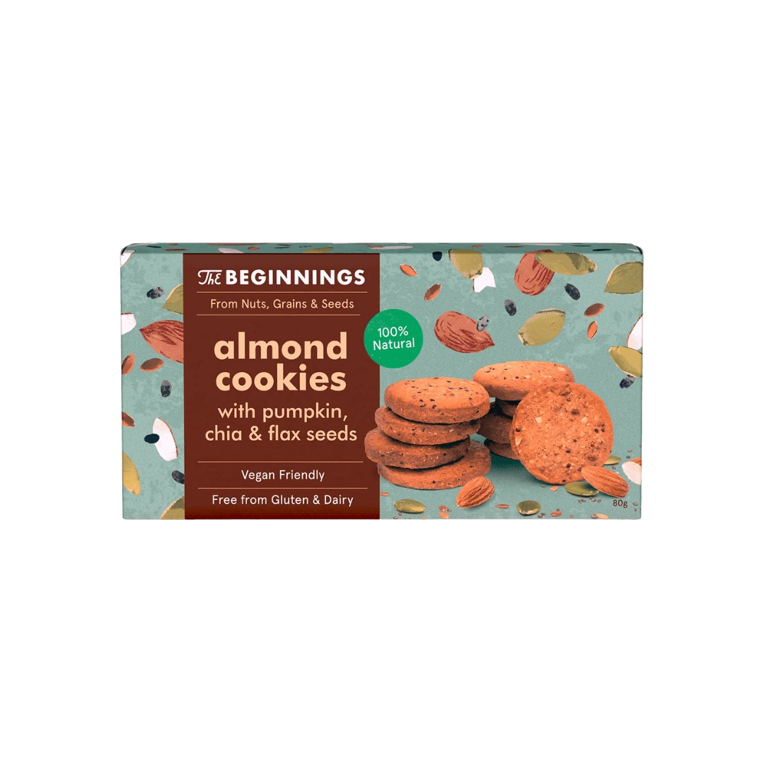 Migdolų sausainiai su sėklomis, THE BEGINNINGS, 80 g