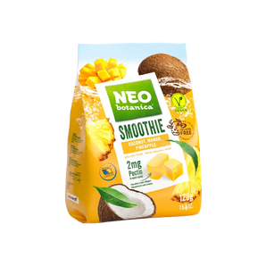 Mikšti saldainiai su tropiniais vaisiais, Neo Botanica pakuotė maišelis, 120g, be želatinos, vegan
