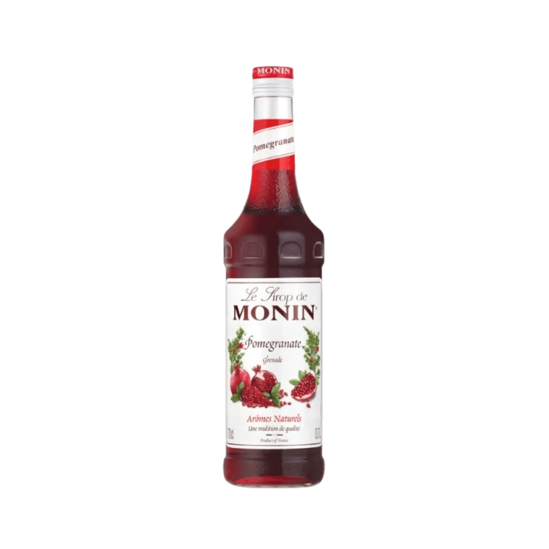 „Monin granatų sirupas, 0,7 l butelis“.