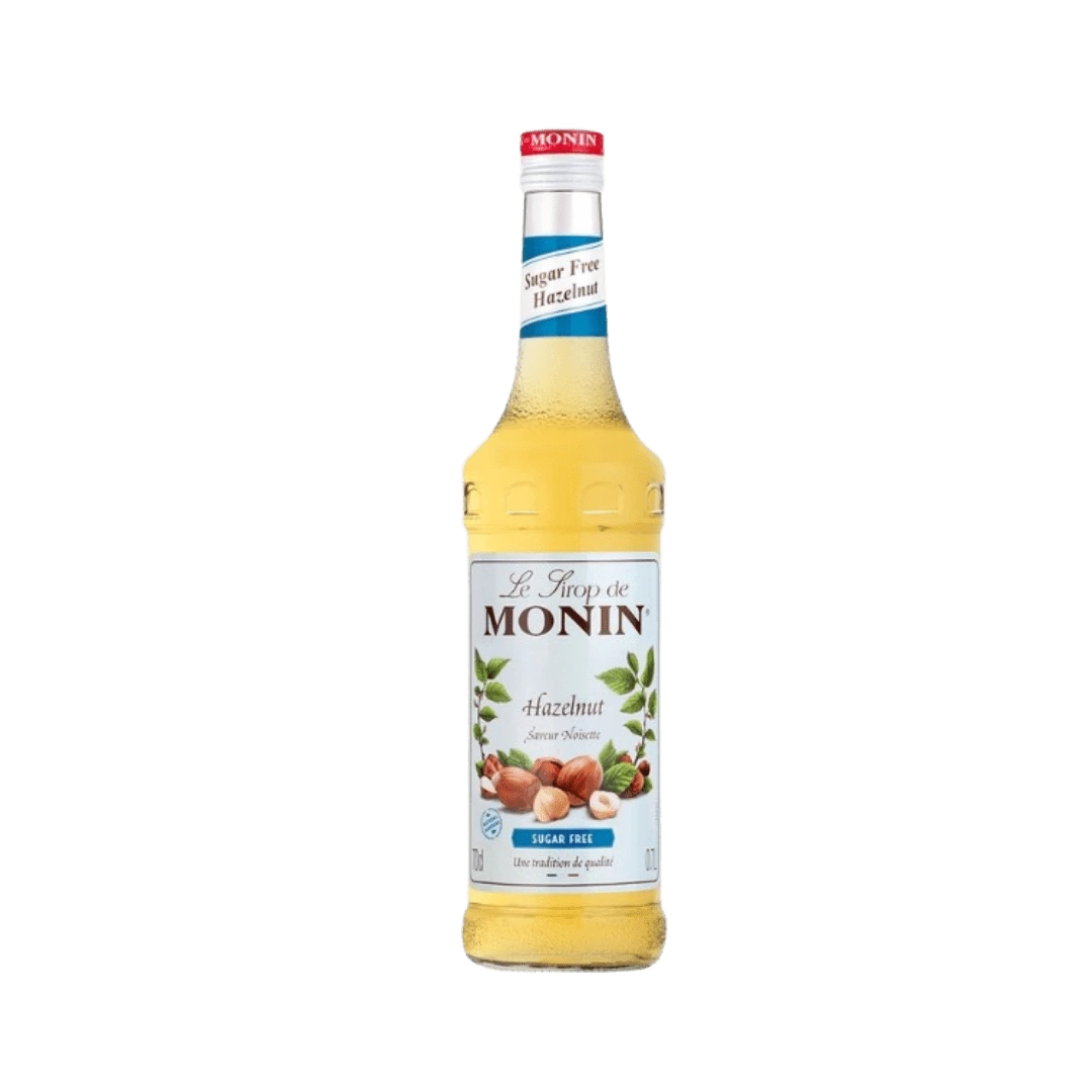 Monin lazdynų riešutų sirupas be cukraus, 0,7 l butelis.