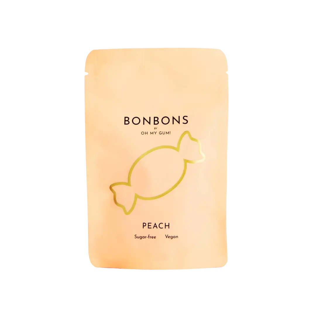 Persikų skonio ledinukai be cukraus BONBONS, OH MY GUM, 40 g