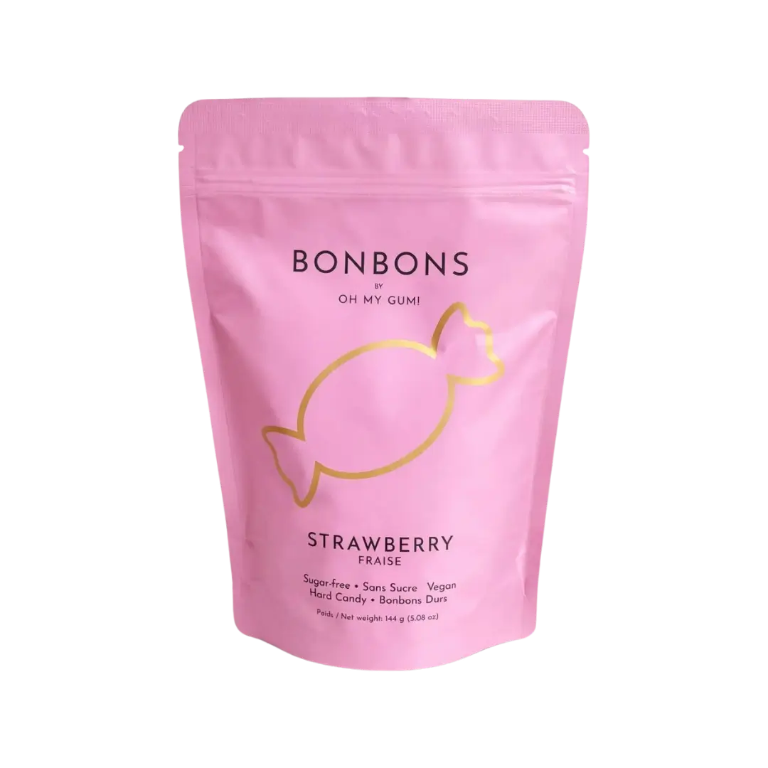 Braškiniai ledinukai be cukraus BONBONS OH MY GUM, 144 g