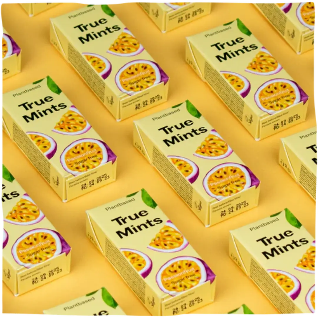 Pastilės be cukruas su pasiflorais, True Mints, daug pakelių