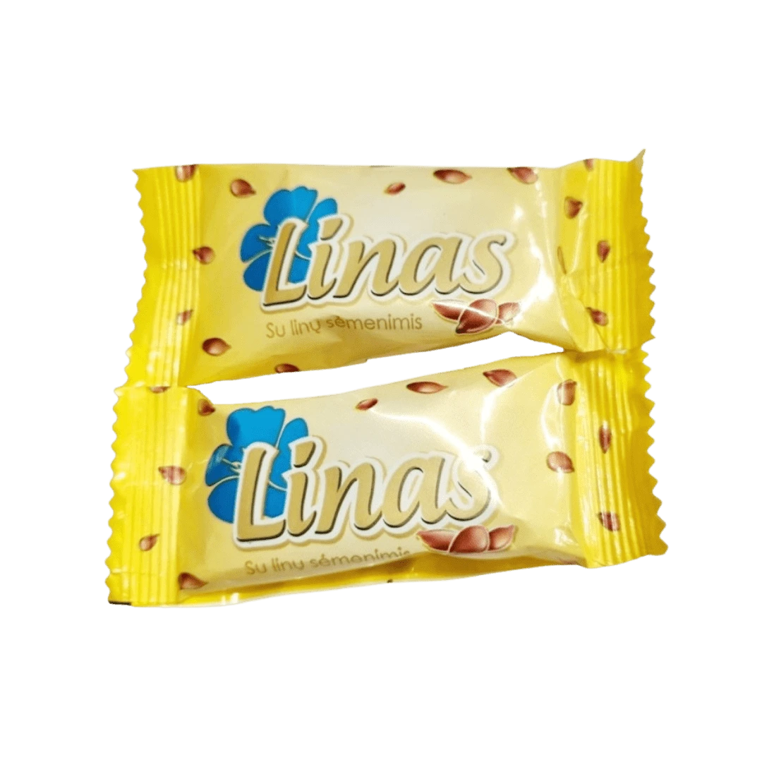 Pieniško skonio saldainiai su linų sėmenimis „Linas“ pakuotės