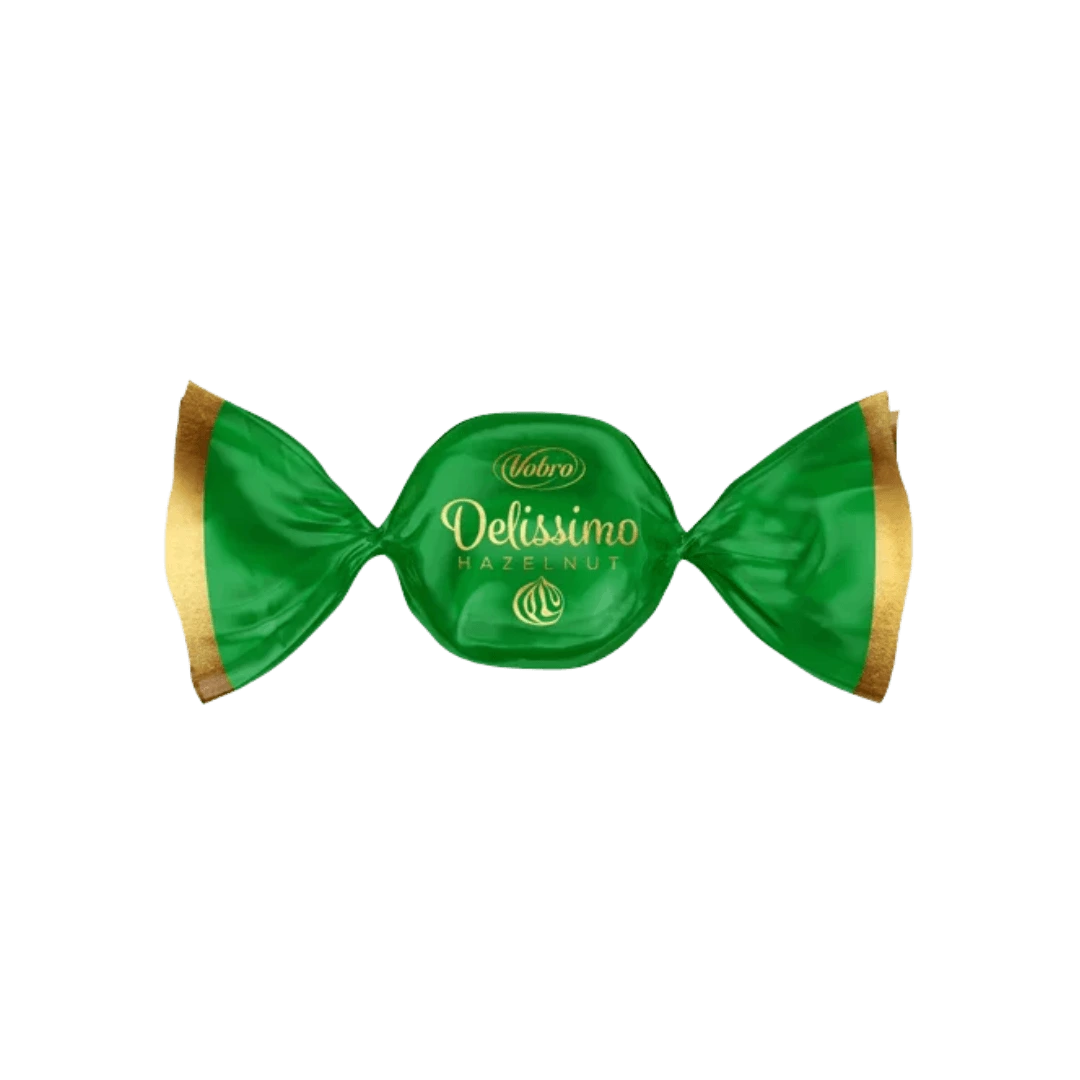 Delissimo rutuliuko formos praline saldainiai su lazdynų riešutais