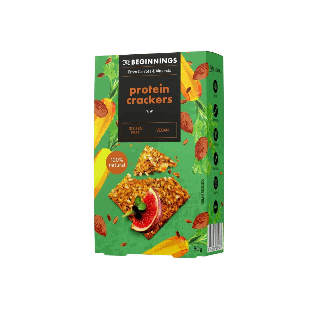 Baltyminiai krekeriai su daržovėmis, grikiais ir žolelėmis, 80 g.