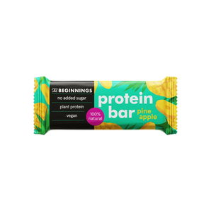 Proteininis batonėlis su džiovintais ananasais, chia sėklomis, migdolais ir žirnių baltymu, 40 g.
