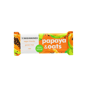 RAW papajos batonėlis su kokosu, avižomis ir moliūgų sėklomis, be glitimo, augalinės kilmės, 40 g.