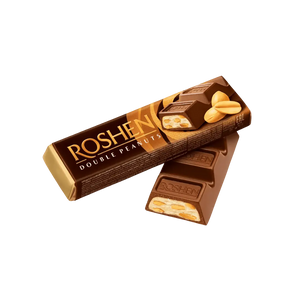 „Roshen Double Peanuts“ pieninio šokolado batonėlis su žemės riešutų kremu, 39 g.