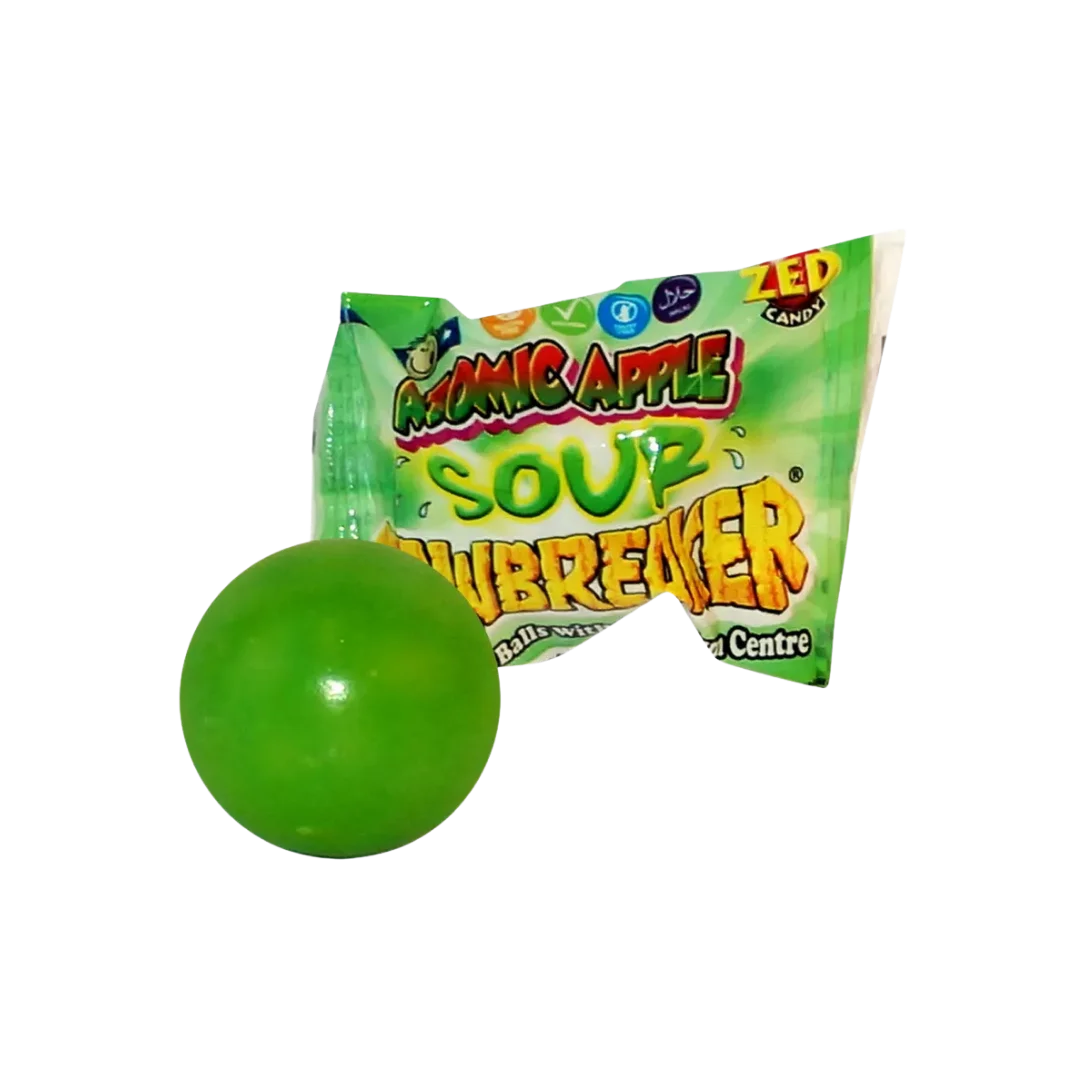 Rūgštus obuolių skonio saldainis ATOMIC APPLE JAWBREAKER, ZED, 13 g