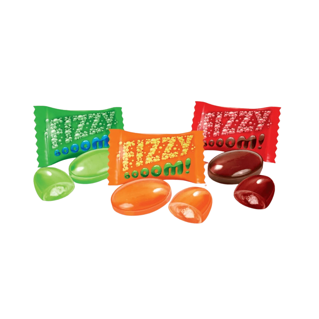 ROSHEN saldainiai „Fizzy Boom“ su šnypščiančiu įdaru