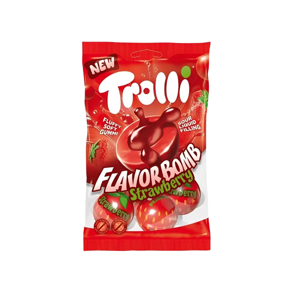 Braškių skonio guminukai FLAVOR BOMB, TROLLI, 75 g