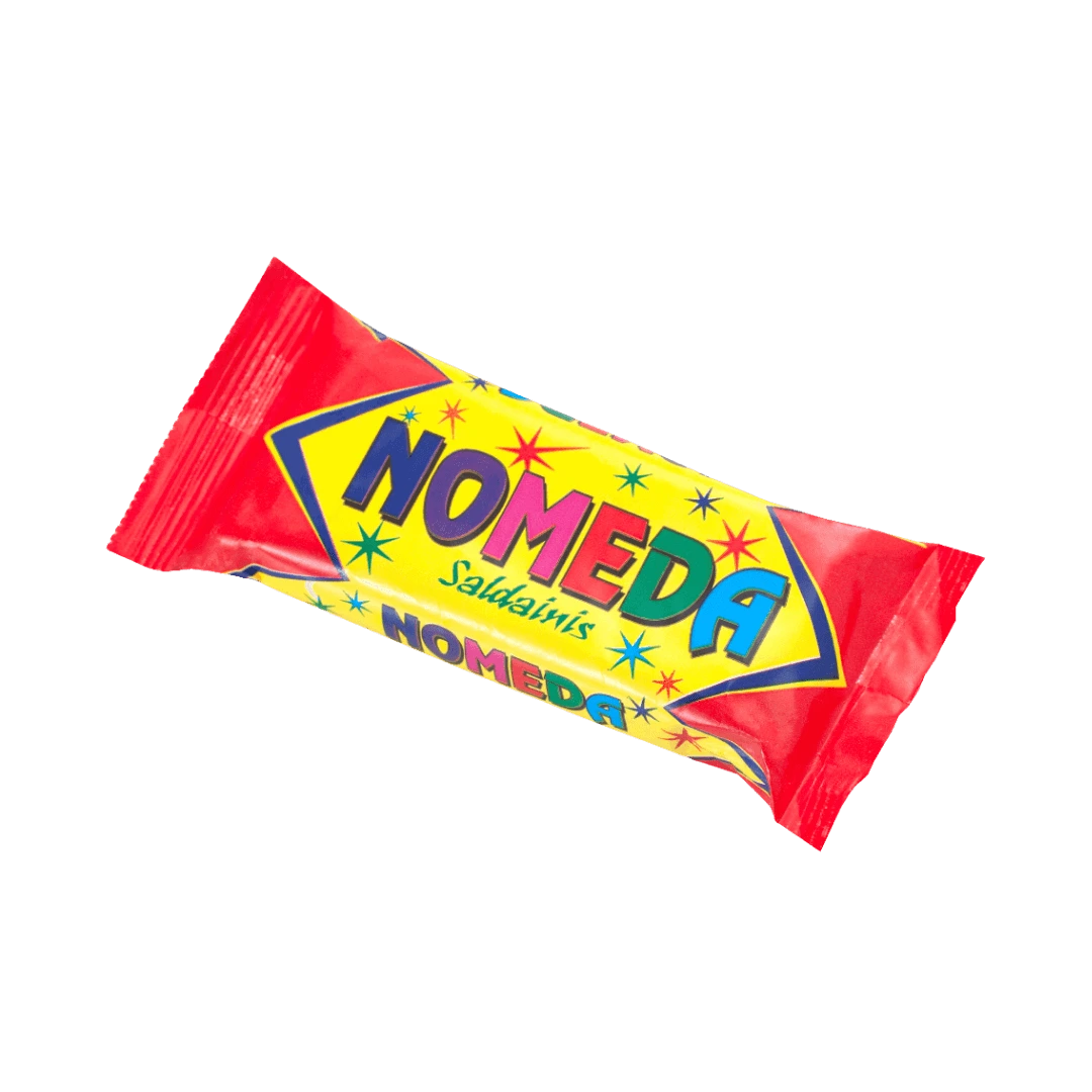 „Nomeda“ – obuolių tyre ir riešutais pagardinti vafliniai saldainiai, dengti kakaviniu glaistu.