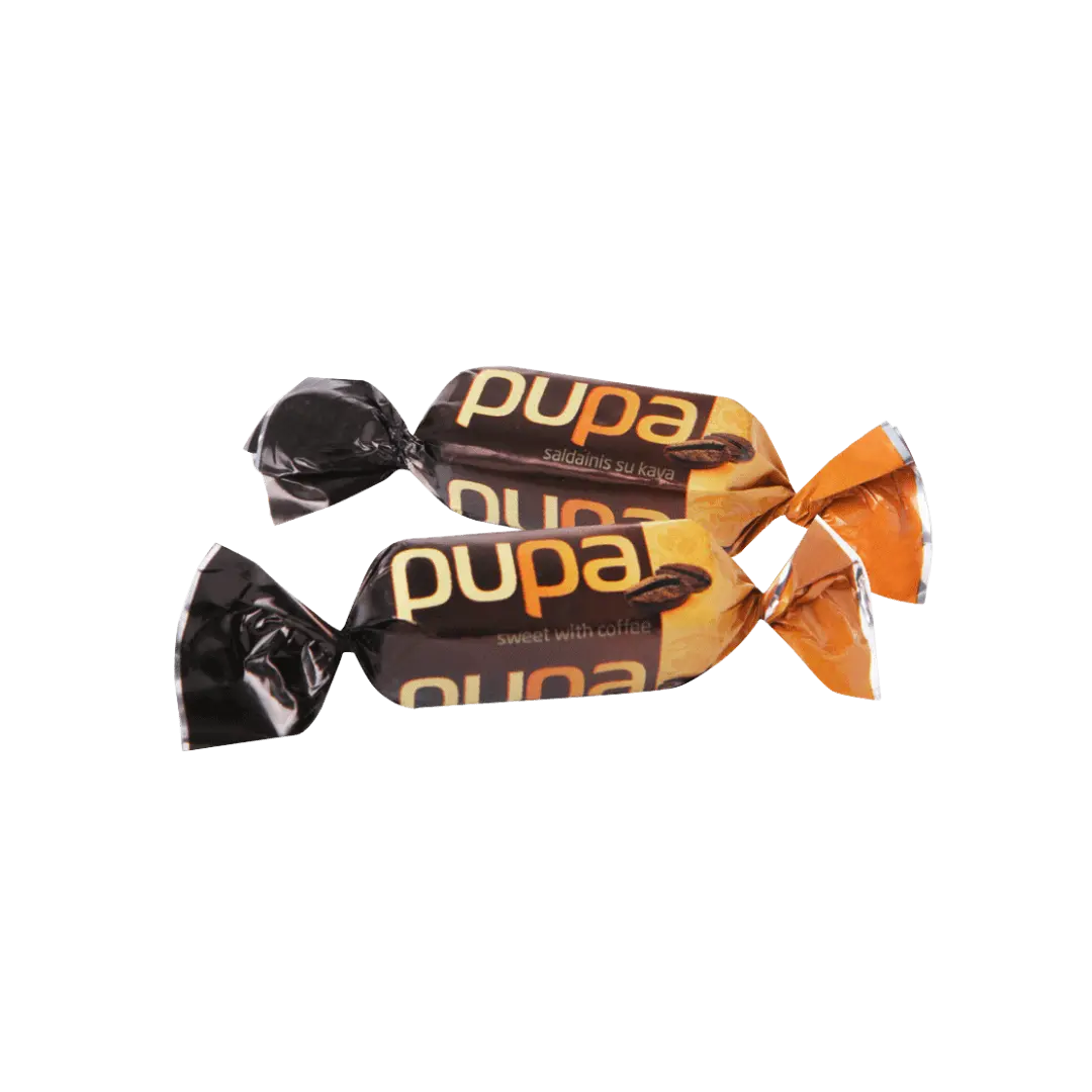 PERGALĖ kavos skonio saldainiai „Pupa“ su kakava, robustos ir arabikos kava