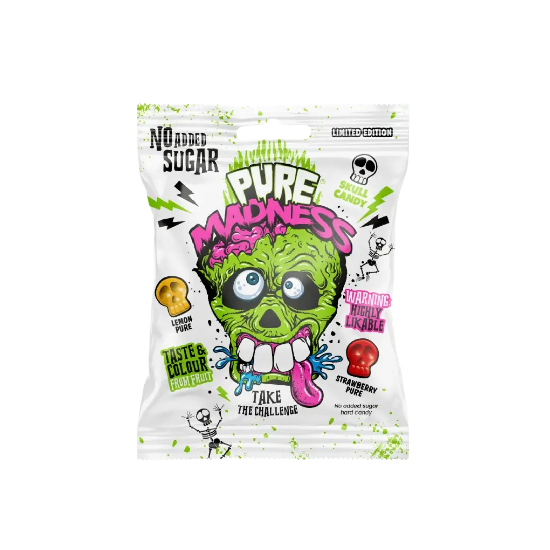Vaisių skonio ledinukai SOUR MADNESS be cukraus, 60 g