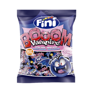 „BOOOM VAMPIRES“ – vaisiniai saldainiai su kramtomąja guma ir spalvotu įdaru, nudažančiu liežuvį