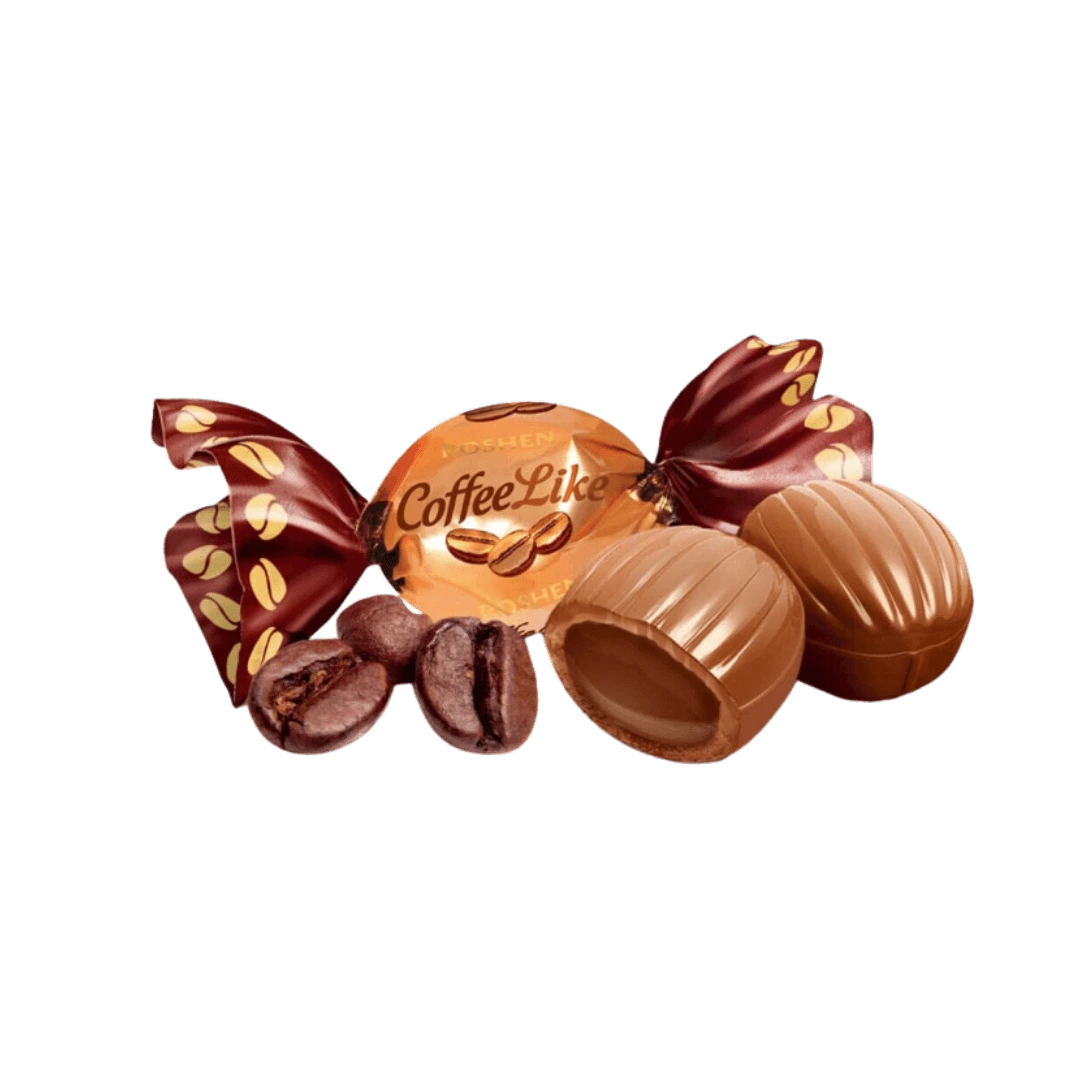 „Coffeelike“ – karamelė su pieniniu ir kavos įdaru, 1 kg pakuotė.