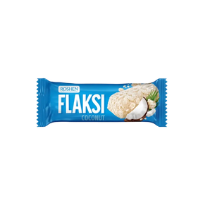 Saldainiai sveriami Flaksi Granola Coconut Roshen, vienas kokosinis saldainis, bonboni saldainiai