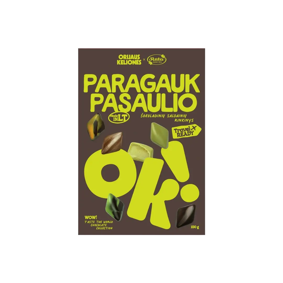 Šokoladinių saldainių rinkinys PARAGAUK PASAULIO, ORIJAUS KELIONĖS, RŪTA, 150 g