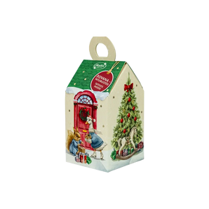 „Stebuklų namelis“ – keturių rūšių saldumynų dovanėlė su tatuiruotėmis, 80 g, retro stiliaus namelio formos pakuotė.