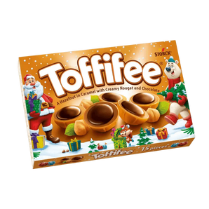 „Toffifee“ – karameliniai saldainiai su lazdyno riešutais, nuga ir šokolado lašeliu, 125 g pakuotė.
