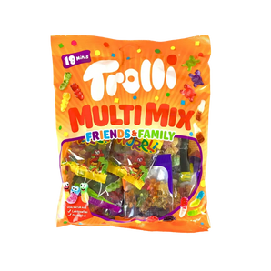 Trolli multimix guminukai supakuoti į 18 atskirus mažus maišelius.