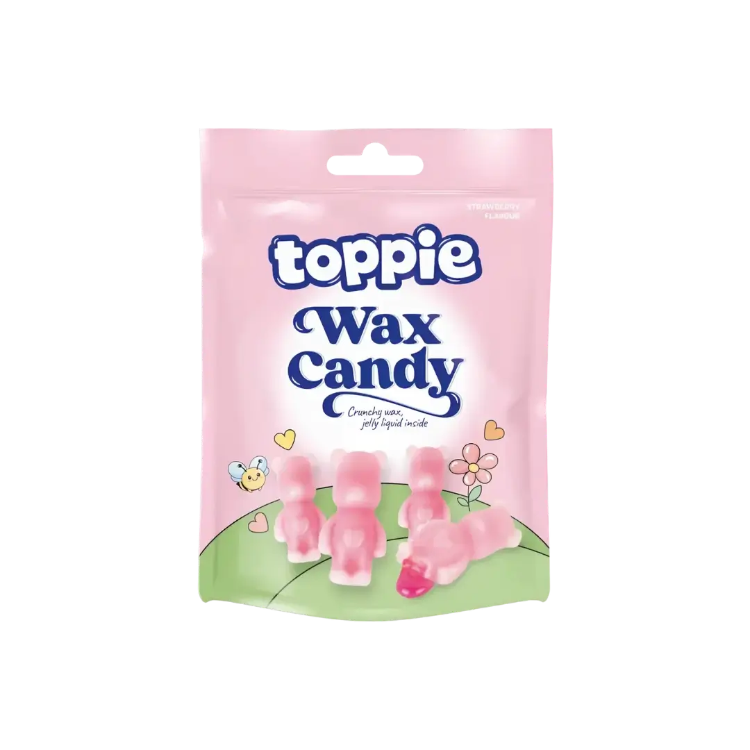Skysti braškiniai saldainiai WAX CANDY, TOPPIE, 40g