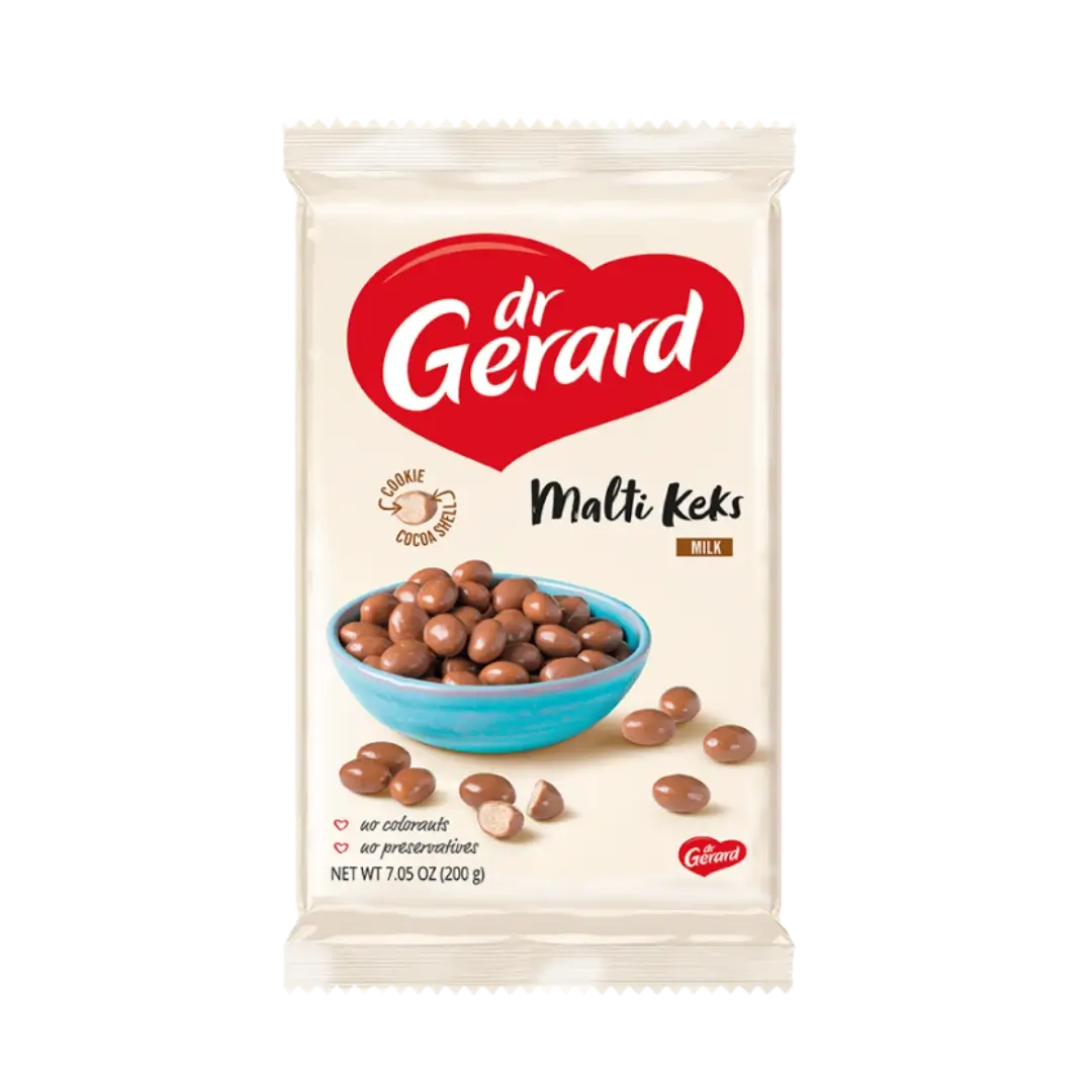 Traškūs sausainiai su pieniniu šokoladu MALTI KEKS MILK, DR. GERARD, 320 g