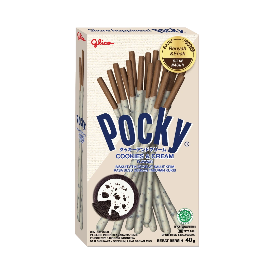 Biskvitinės lazdelės su sausainių ir kremo skonio šokoladu POCKY, 40 g