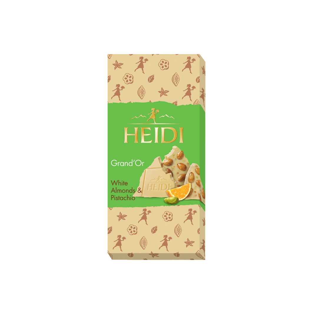 Baltasis šokoladas su migdolais ir pistacijomis HEIDI Grand’Or, 100 g