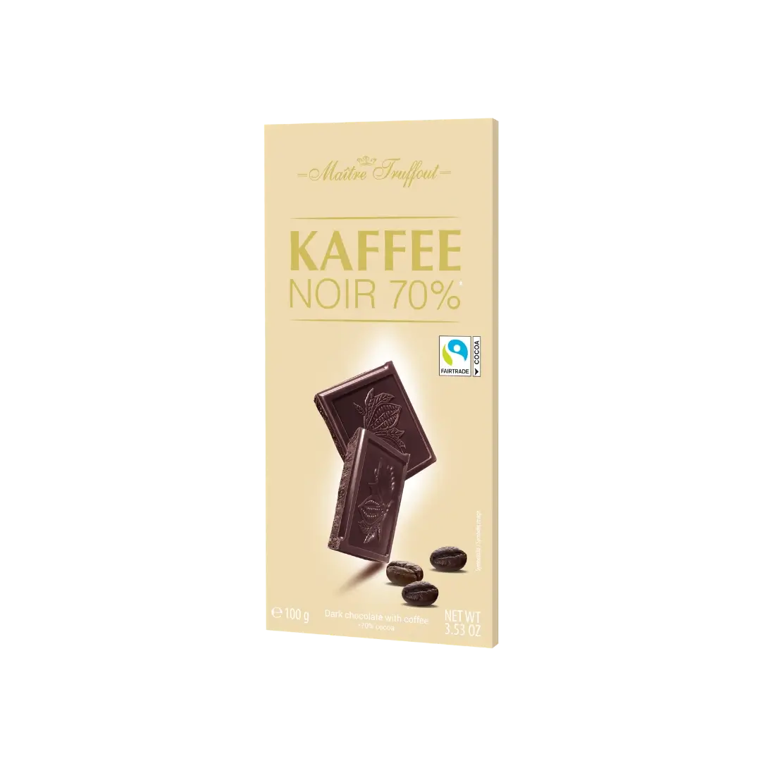 Juodas šokoladas Bonboni, MAITRE TRUFFOUT KAFFEE NOIR 70% 100g, plytelė
