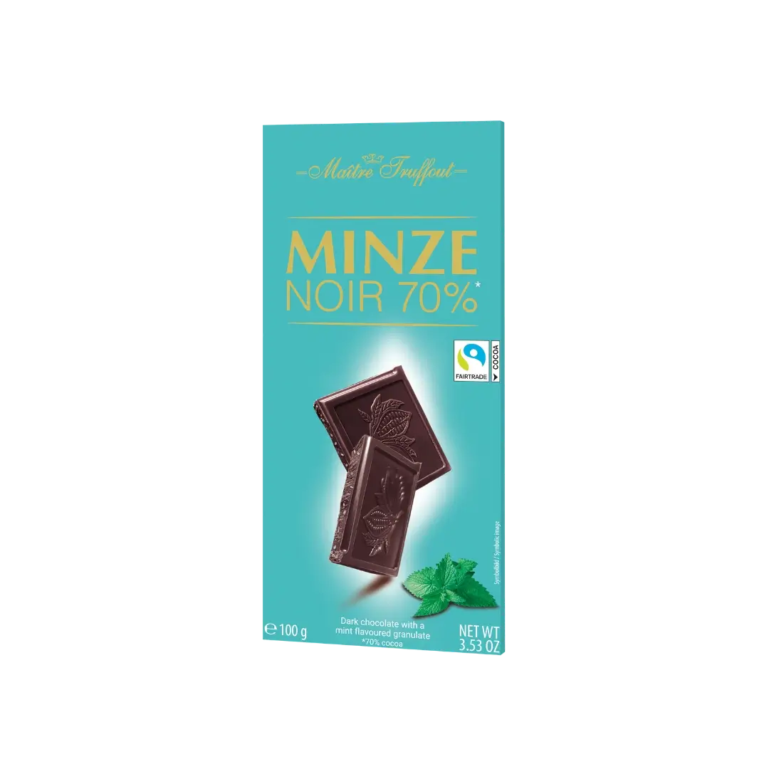 Juodas mėtinis šokoladas Bonboni, MAITRE TRUFFOUT MINZE NOIR 70% 100g