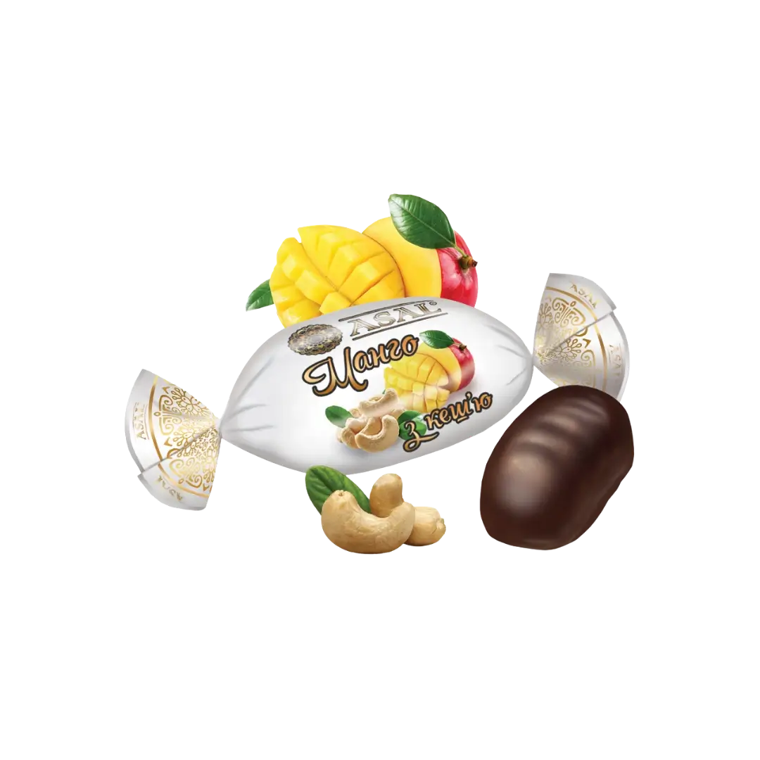 Saldainiai su mango įdaru ir anakardžių riešutais, ASAL