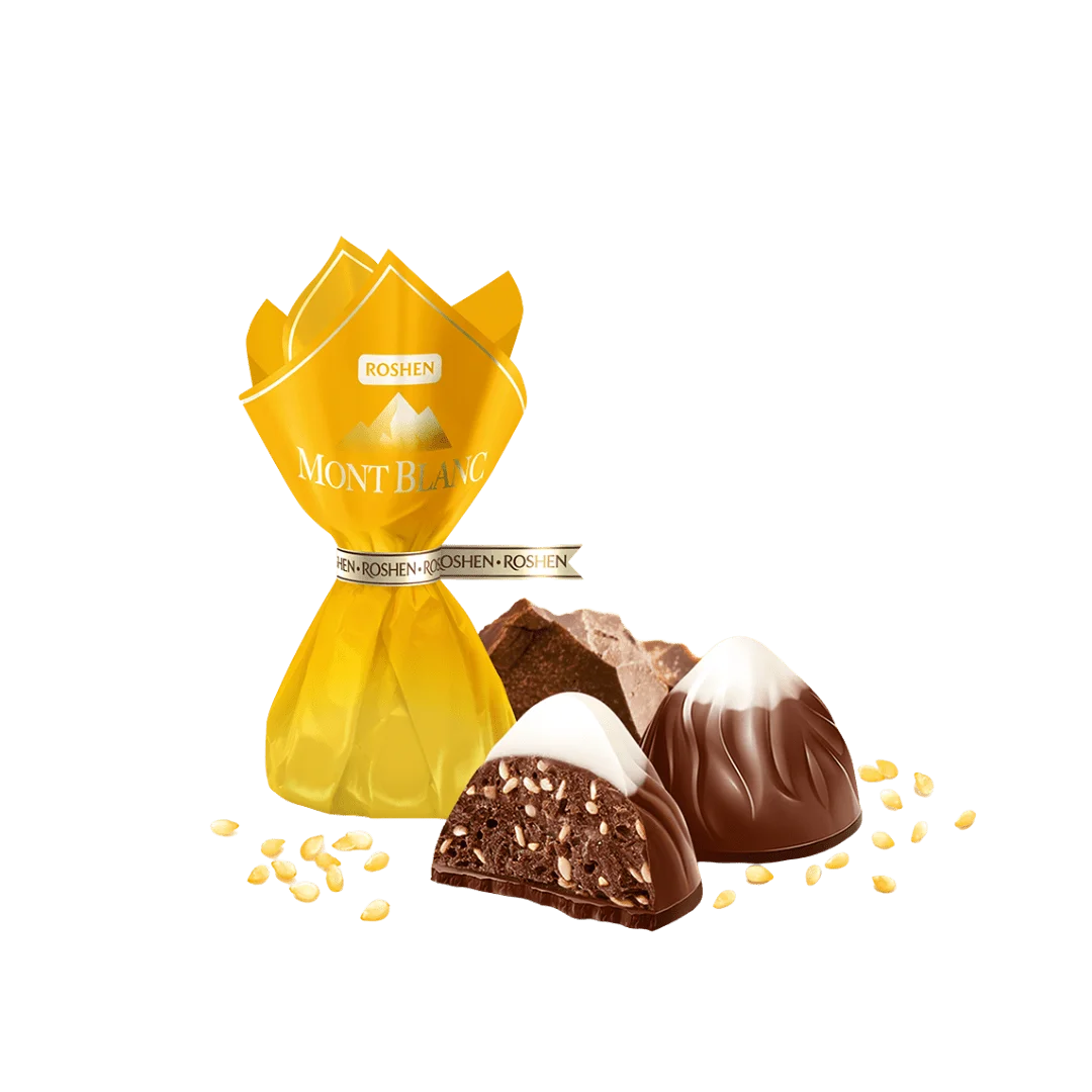 Šokoladiniai saldainiai MONT BLANC su sezamu, ROSHEN