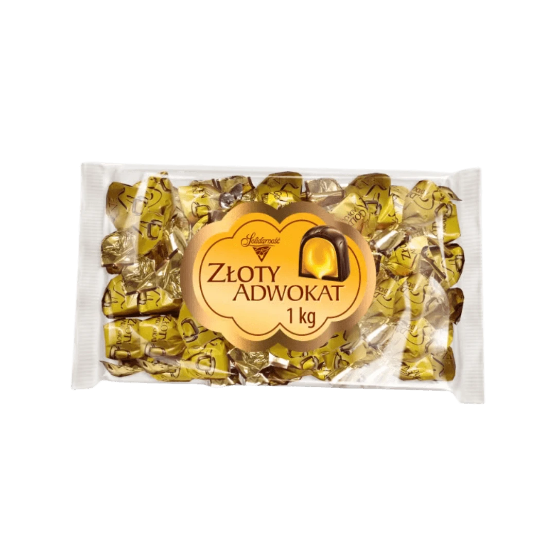 Šokoladiniai saldainiai „Złoty Adwokat“ su advo­kato skonio kremu, 1 kg pakuotė.