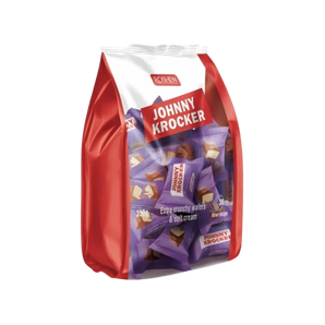 Šokoladiniai sveriami saldainiai vafliukai Johnny Krocker, Roshen, violetinis saldainio įpakavimas, 1kg maišas, bonboni