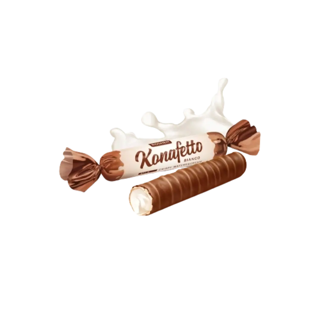 Šokoladiniai saldainiai vafliukai su kreminiu įdaru Konafetto, ROSHEN, bonboni