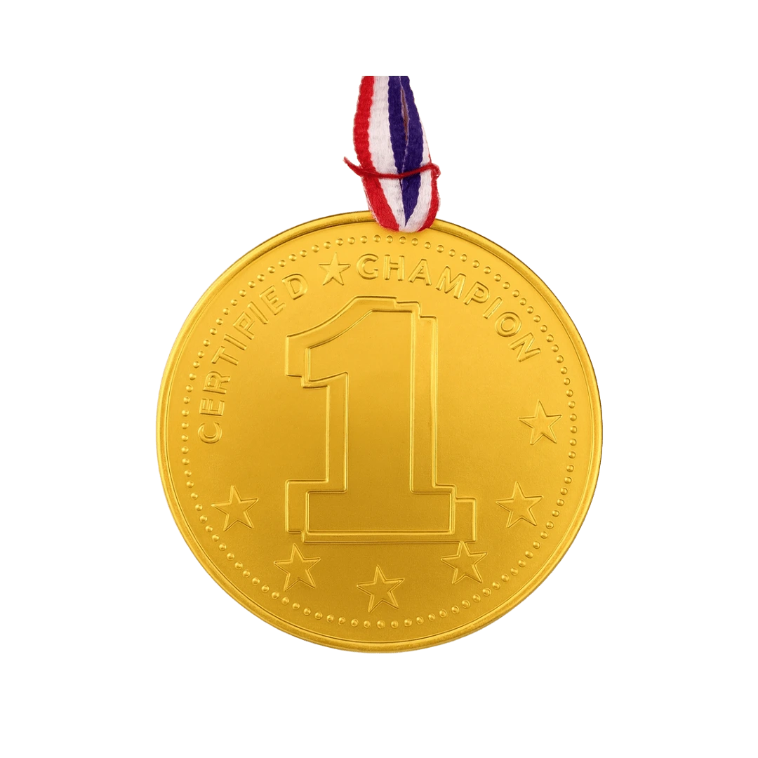 Šokoladinis Nr.1 aukso medalis su juostele, 20 g, pieniškas šokoladas dovanoms ir šventėms.