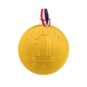 Šokoladinis Nr.1 aukso medalis su juostele, 20 g, pieniškas šokoladas dovanoms ir šventėms.