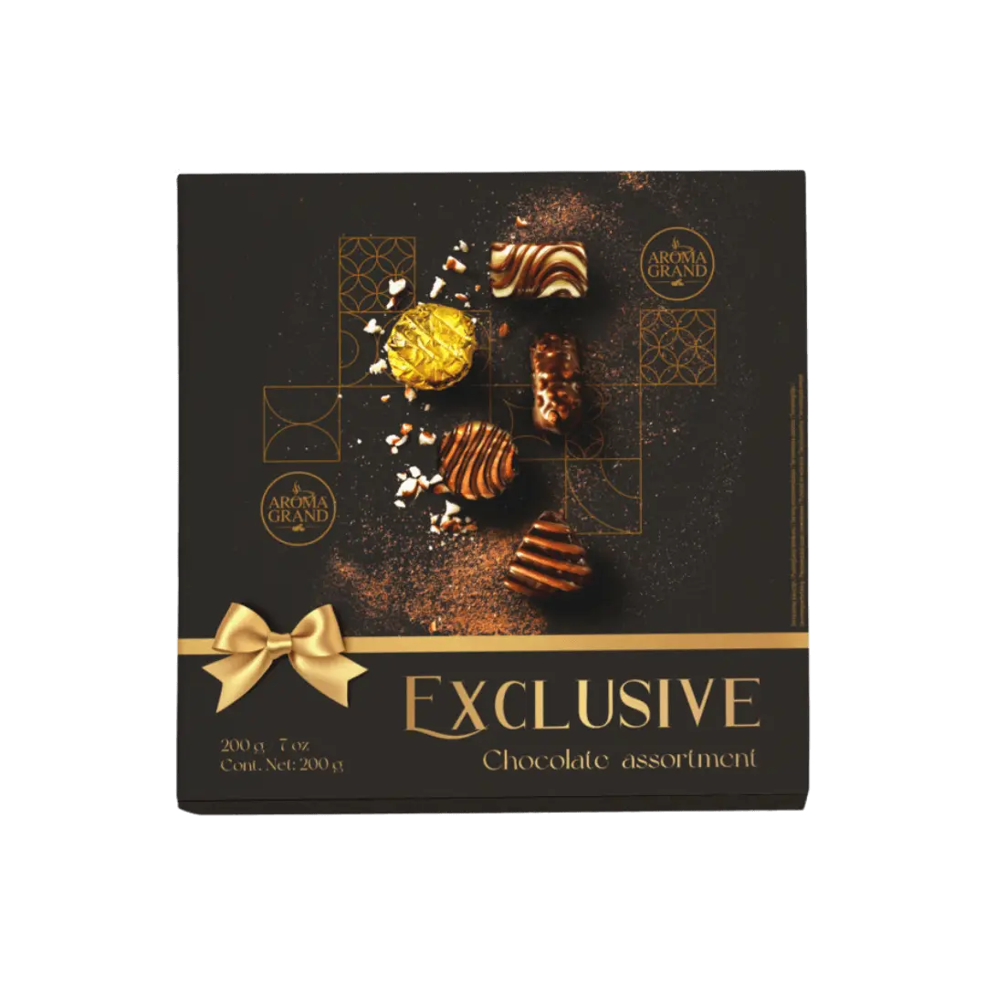 Prabangus „Aroma Grand Exclusive“ šokoladinių saldainių rinkinys, 200 g dėžutė.