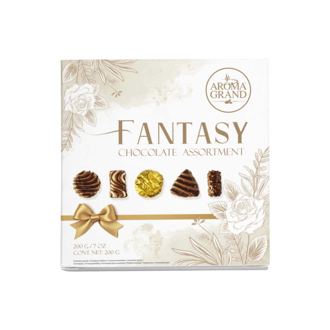 Šokoladinių saldainių rinkinys „Aroma Grand Fantazy“, 200 g pakuotė.