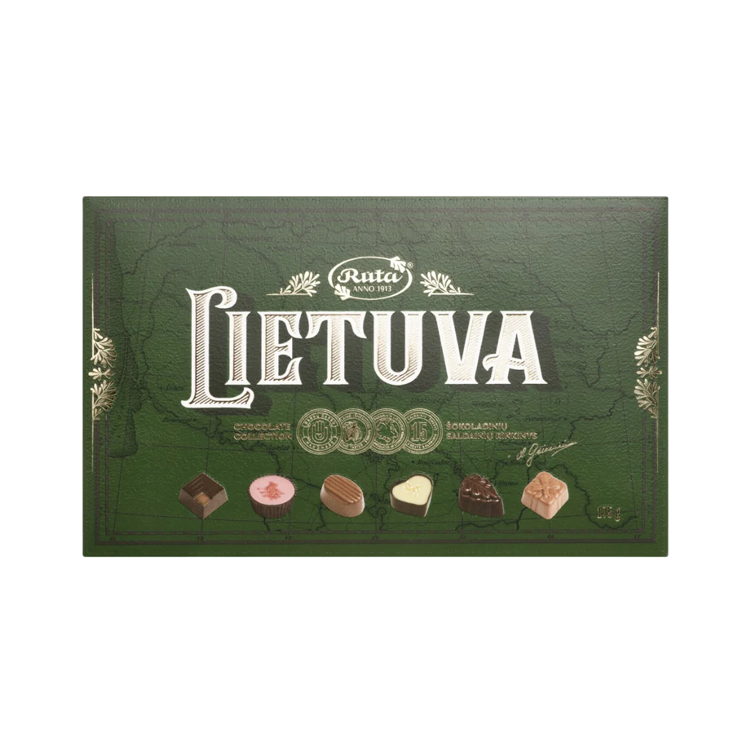 Šokoladinių saldainių rinkinys LIETUVA, RŪTA, 175 g