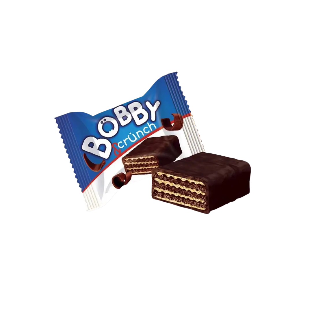 Sveriami bonboni saldainiai BOBBY CRUNCH vafliukai
