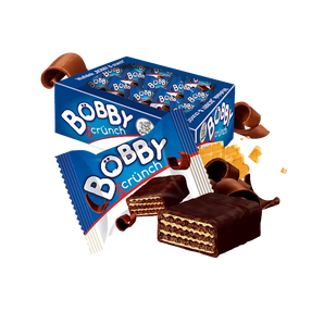 Sveriami bonboni saldainiai BOBBY CRUNCH vafliukai, dėžė