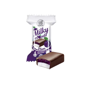 Sveriami bonboni saldainiai MILKY CLOUDS PLUM, slyvų skonio paukščių pienas